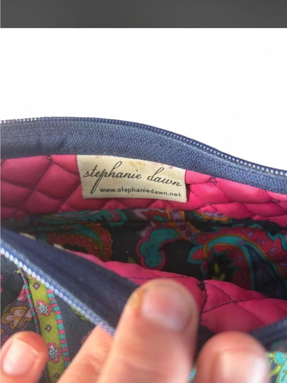 Quilted Floral Crossbody Bag - Navy Multicolor